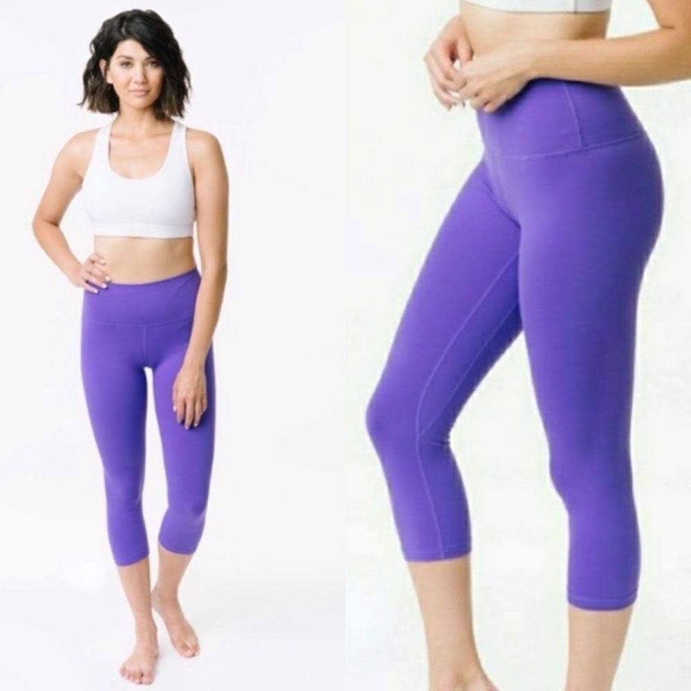 Zyia Ascend High Rise Capri Leggings Vibrant Purple Cropped size 6-8